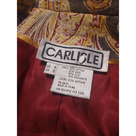 Vintage Carlisle Paisley Jacquard Wool Silk Long Coat Size 8 - Picture 8 of 8